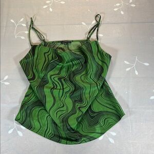 Y2K Dynamite XS Woman Swirl Camisole Tank Top Satin Spoonflower Monochrome